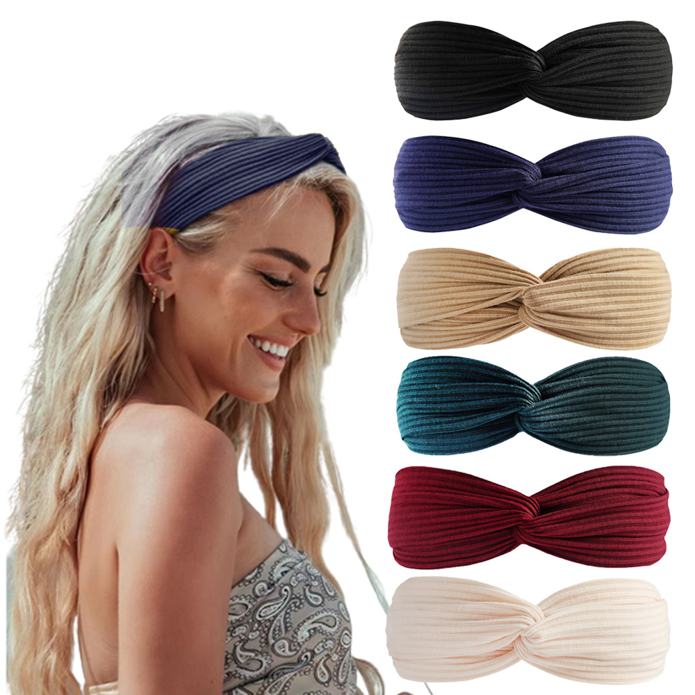 Soild Color Headbands Stretch Turban Knotted Hair Bands Yoga - Temu