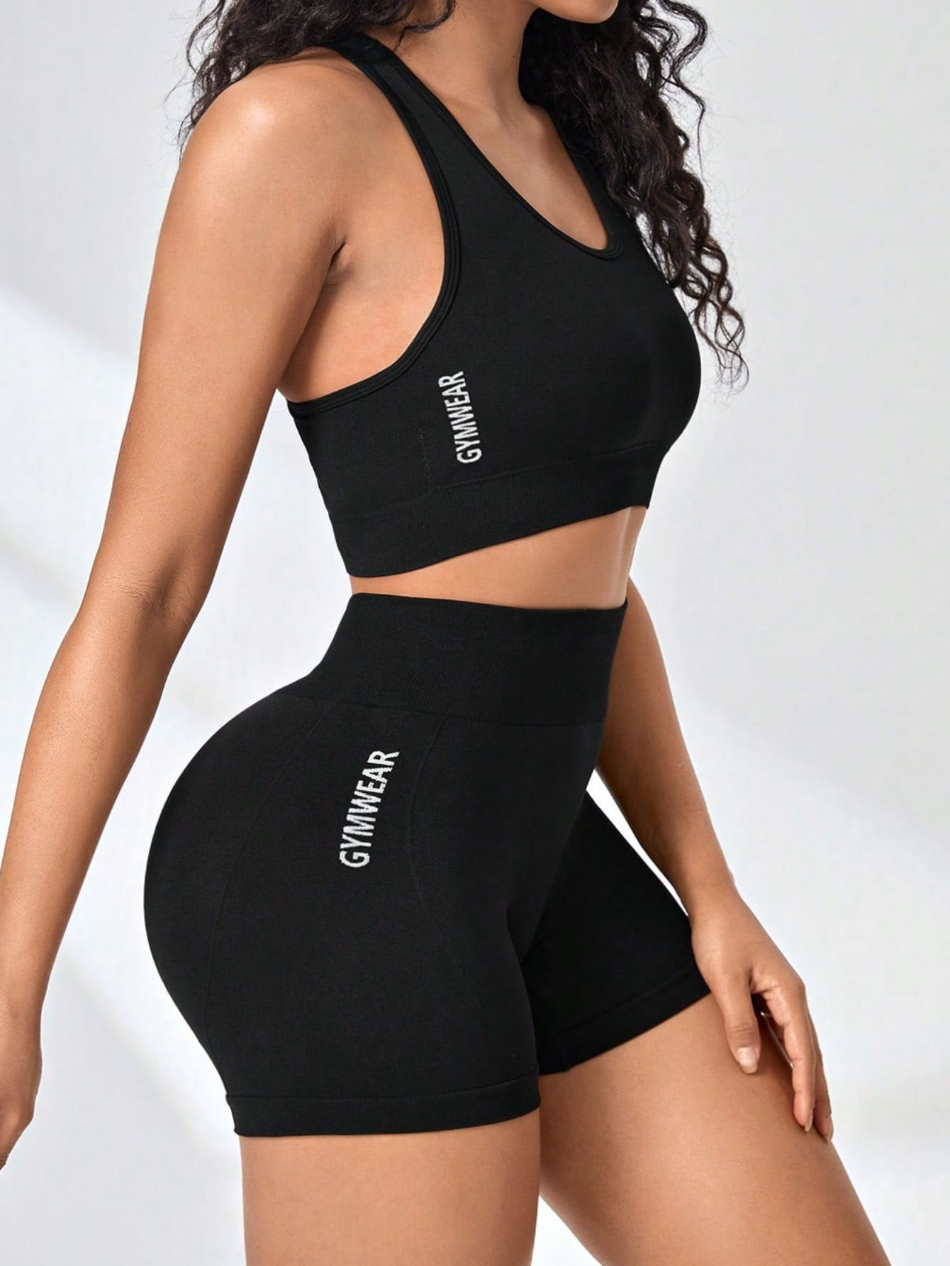 Womens Workout Yoga 2 Piece Outfits High Waist Shorts Sports Bra Gym Clothes  Set