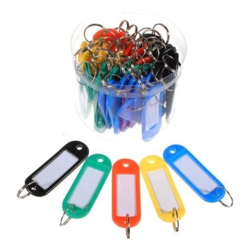 30pcs 1.5 Durable Plastic Key Tags with Blank Paper Labels & Split Rings -  Perfect for Item Identification!