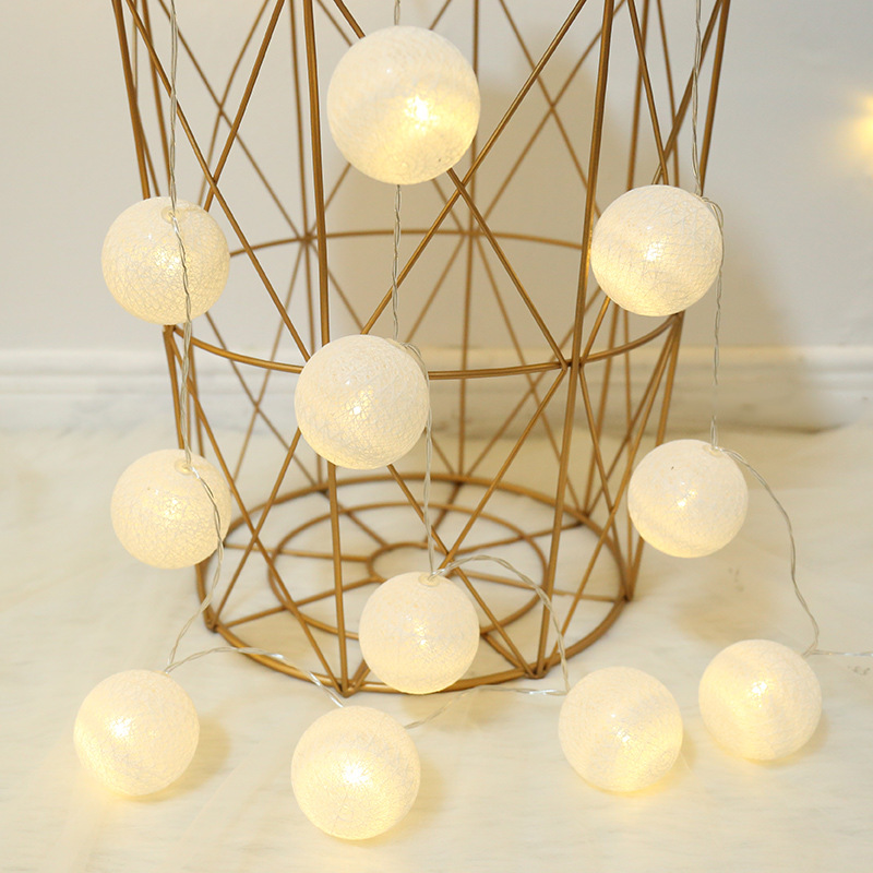 Events and Crafts  Cotton Ball LED String Lights - Blush
