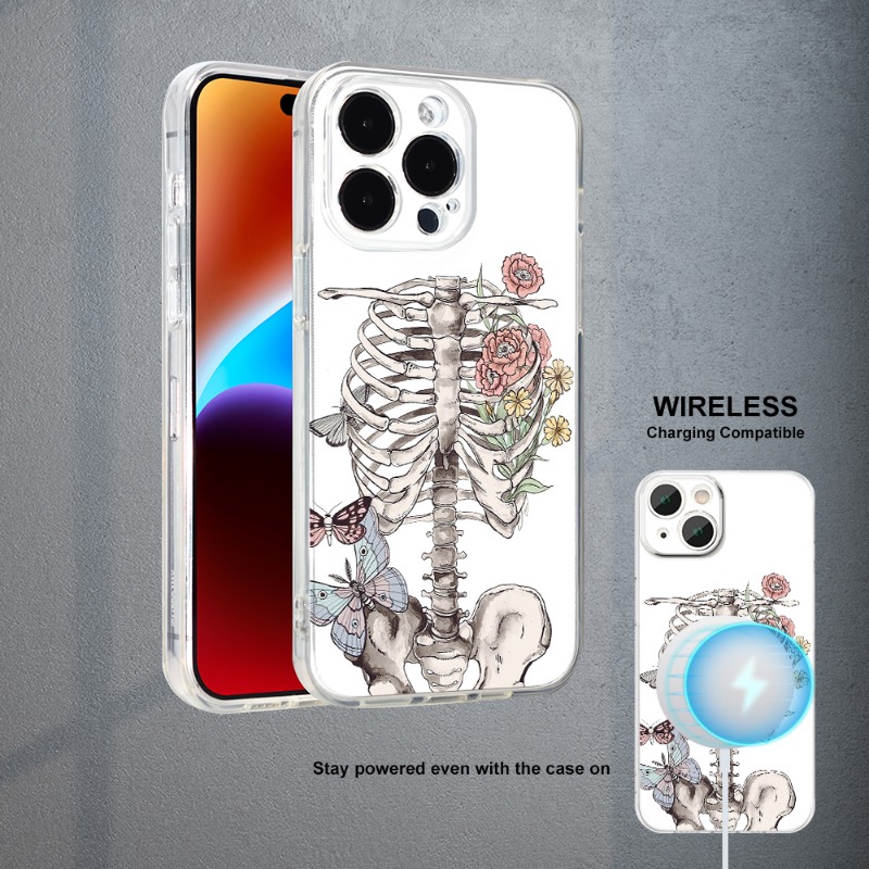 

2.0mm Clear Phone Case With Bones Uv Printing Phone Case 360 Degree Full Protection Phone Cover For Iphone 11 12 13 14 Pro Max 15 Ultra Xr X/xs 7 8 Plus Se Mini