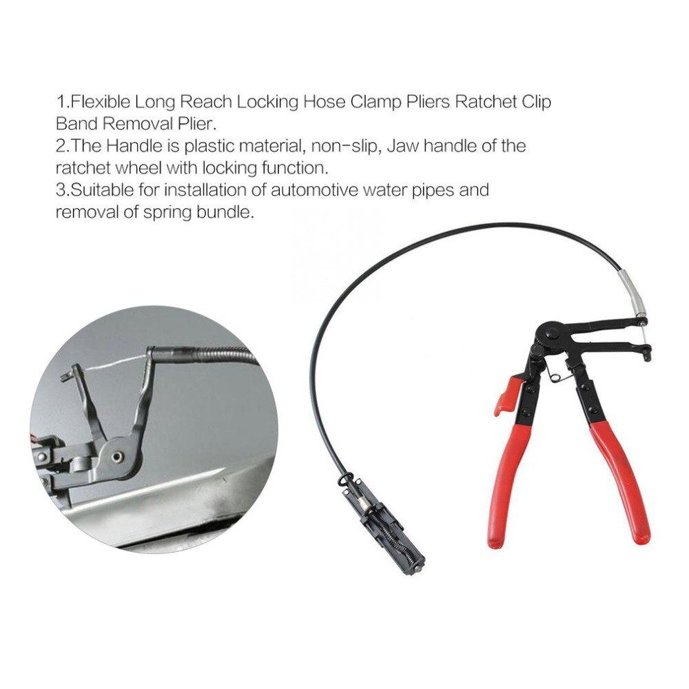 1pc Hose Clamp Pliers Tool Ratchet Locking Flat Band Ring Spring Type Swivel