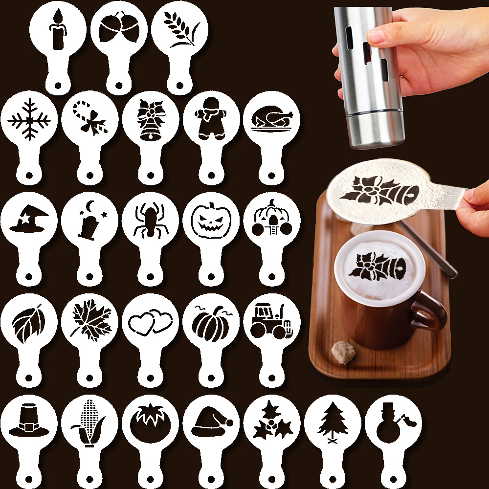 Cappuccino Shape Coffee Stencils Mesh Shaker Coffee Powder - Temu