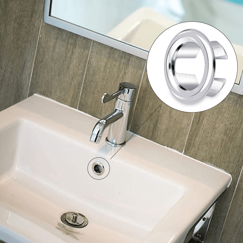 Bouchon de lavabo en plastique galvanisé, 2 pièces, couvercle de trou  d'évier de salle de bains, anneau de débordement, accessoire de baignoire  22-24mm - AliExpress