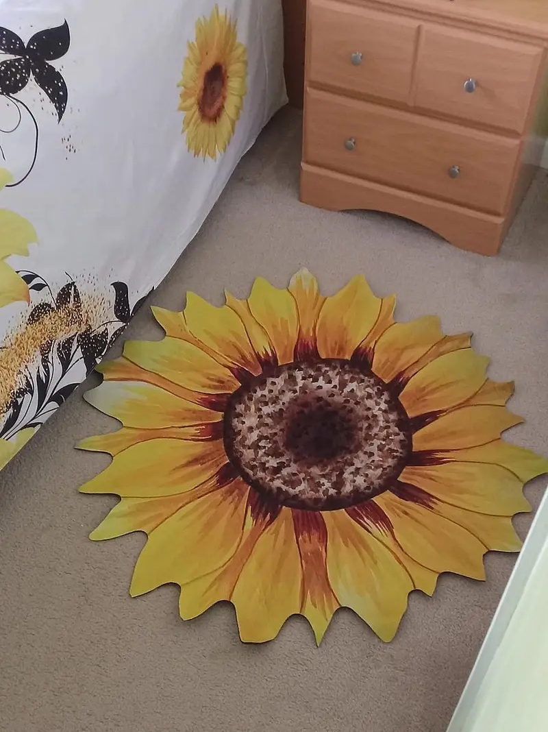 soft sunflower area rug versatile for living room bedroom more machine washable polyester   home decor details 3