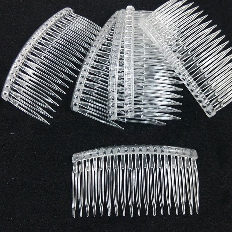 

8pcs/set Bride Tiara Veil Comb Plastic Black/white Transparent Fork Comb Minimalist Hair Side Comb