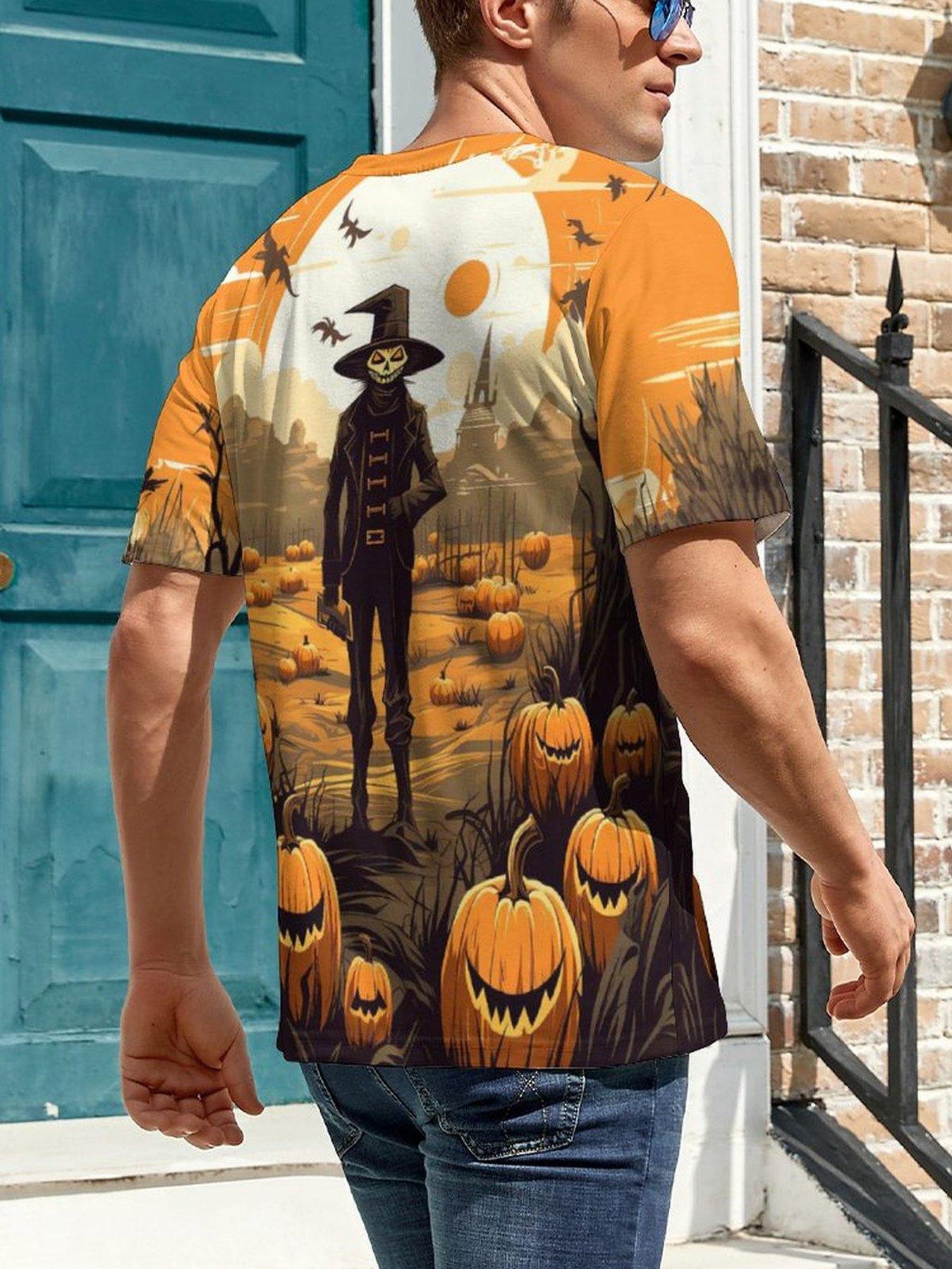 Halloween 3D Print Men's Graphic Tee Short Sleeve Pullover Top