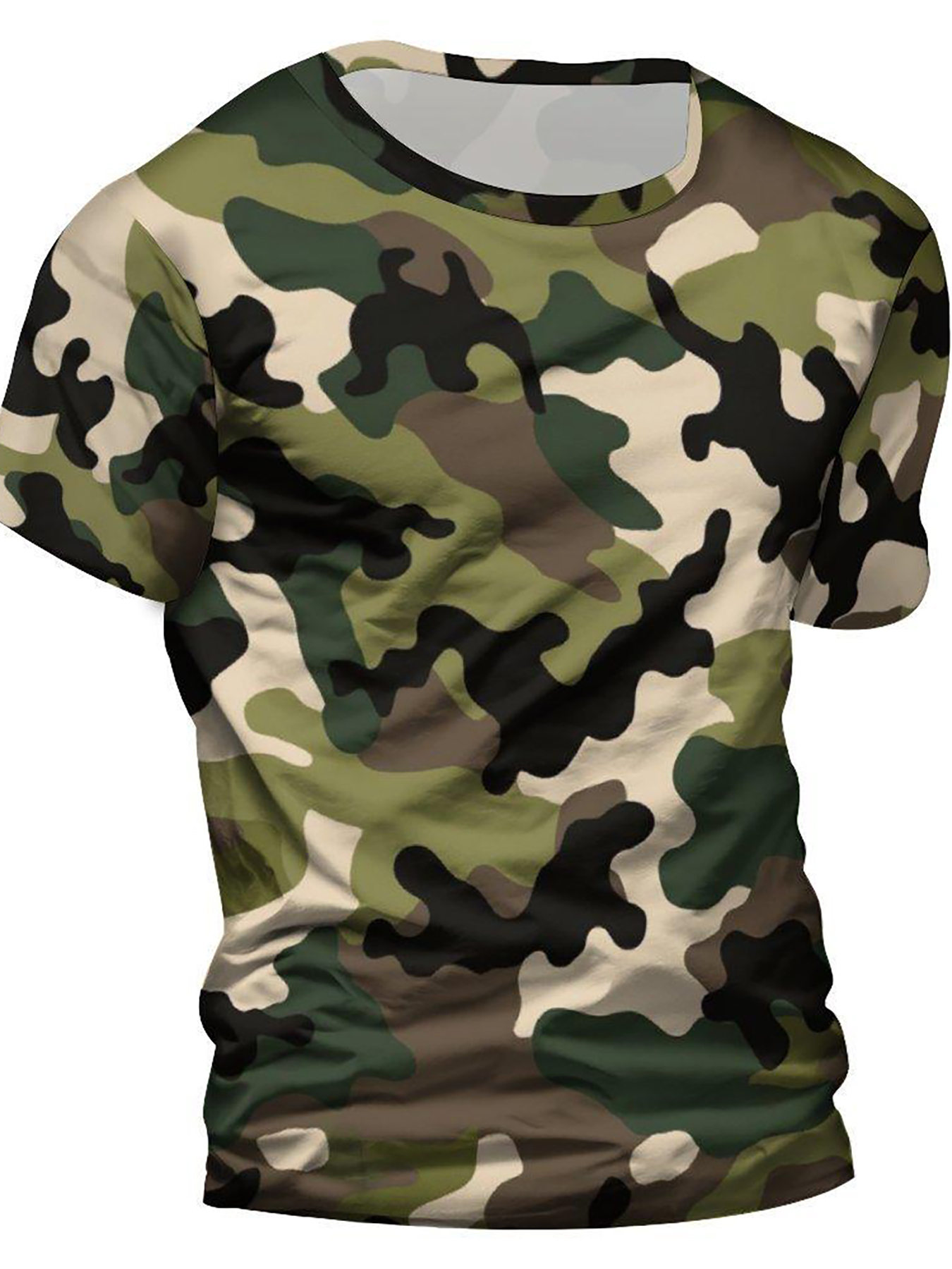 Camouflage Full Print, Street Style Men's 2Pcs Outfits, Trendy T-shirt And  Loose Drawstring Shorts Set, Mens Clothing