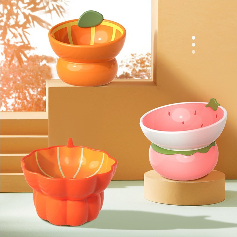 Ceramic Raised Cat Food Bowl Fruit Shaped Elevated - Temu