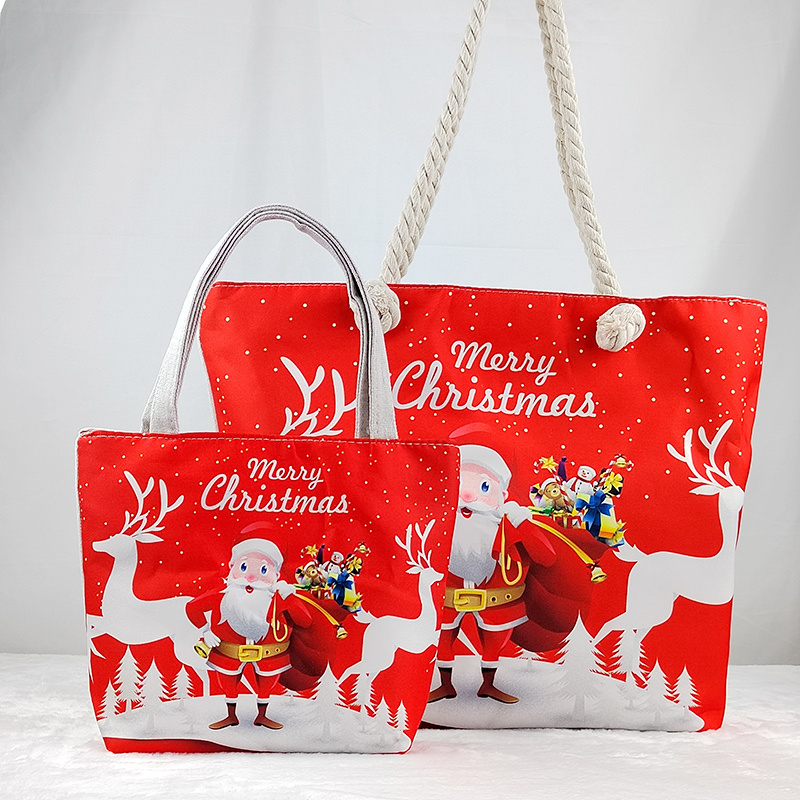 Christmas I Am Fine Tote Bag Set, Large Capacity Canvas Shoulder