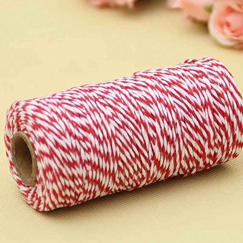 10 Meter Red And White Diy Cotton Rope Hand Woven Cotton - Temu