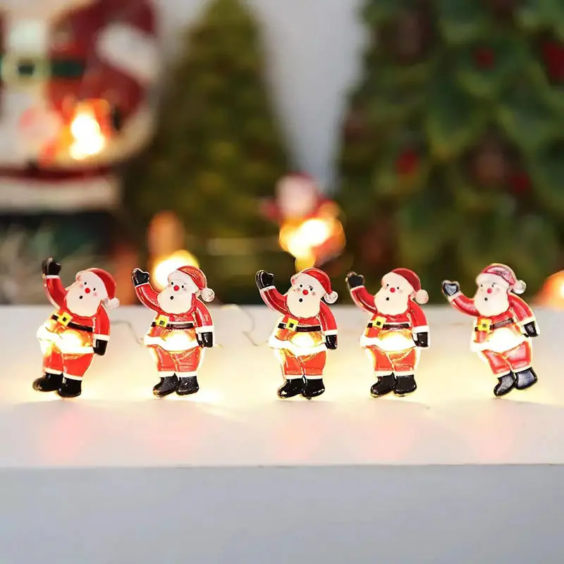 1pc led christmas decoration string lights santa claus black hat snowman gingerbread man decoration color lights copper wire color lights battery box models details 0