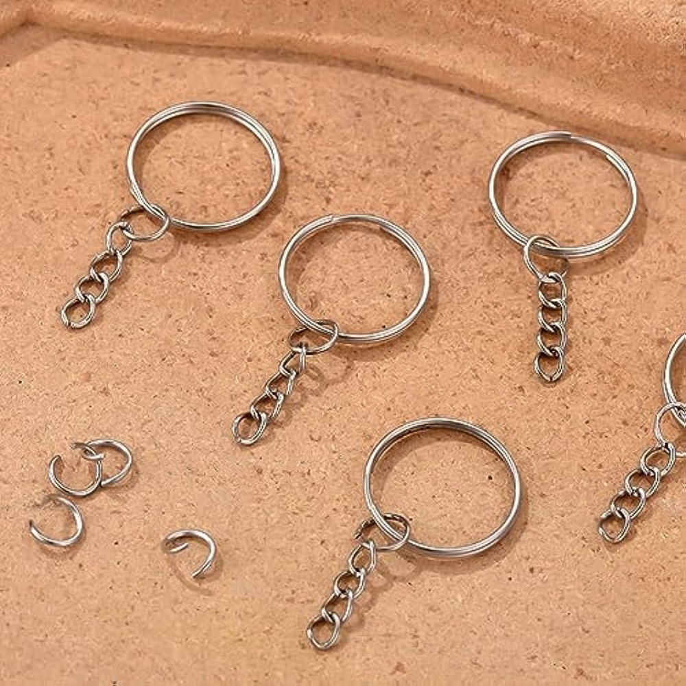 30Pcs Key Chain Rings Split Keychain Rings With Chain Links Open Jump Rings  For DIY Crafts Making Jewelry Keychain Rings Kit Findings