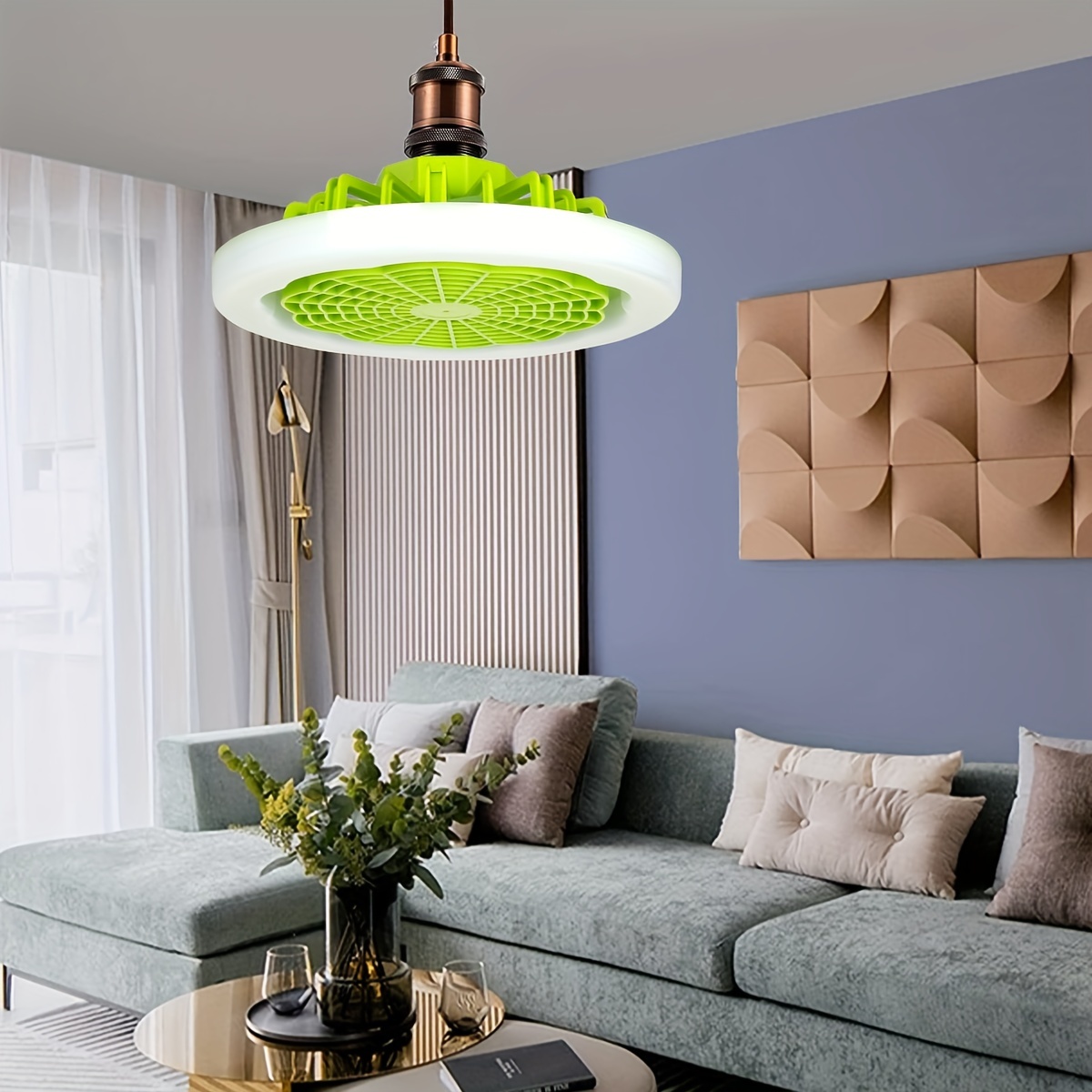 1pc ceiling fan with light modern remote control enclosed low profile ceiling fan with light 3 speed led dimming 3 colors 8 invisible bladeless flush mount fan light for bedroom office details 4