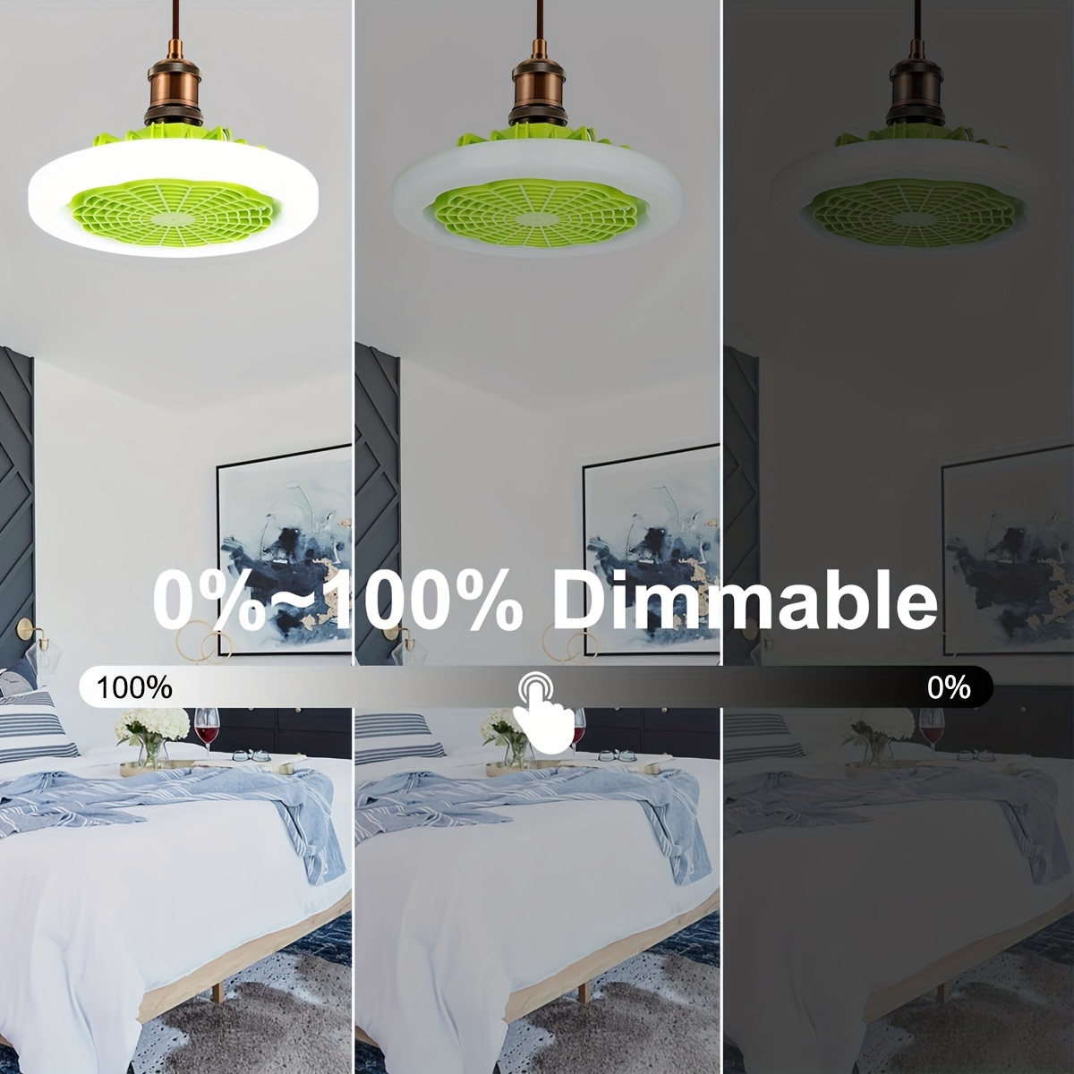 1pc ceiling fan with light modern remote control enclosed low profile ceiling fan with light 3 speed led dimming 3 colors 8 invisible bladeless flush mount fan light for bedroom office details 5