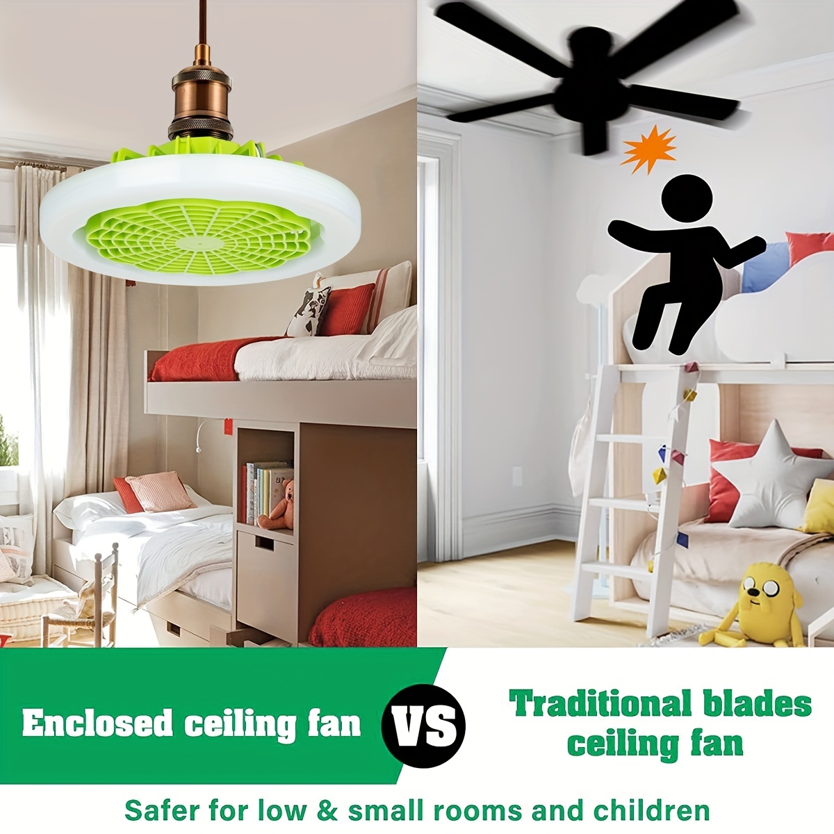 1pc ceiling fan with light modern remote control enclosed low profile ceiling fan with light 3 speed led dimming 3 colors 8 invisible bladeless flush mount fan light for bedroom office details 6