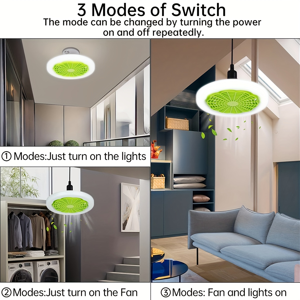 1pc ceiling fan with light modern remote control enclosed low profile ceiling fan with light 3 speed led dimming 3 colors 8 invisible bladeless flush mount fan light for bedroom office details 7
