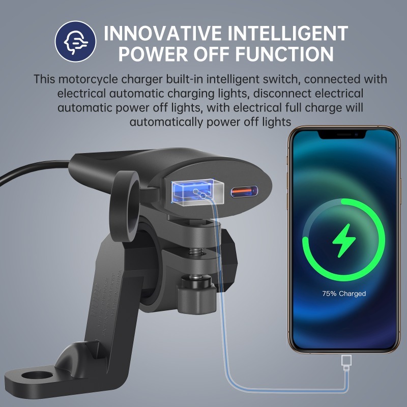 Wasserdichtes USB-Stromversorgungsanschluss-Ladegerät für  Motorrad-Smartphone-GPS