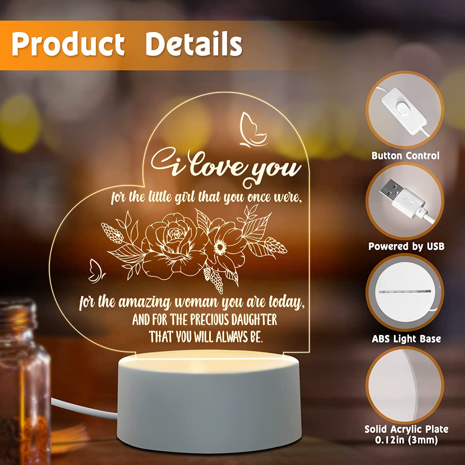 Engraved Night Light Gifts For Adult Daughters From Mom - Temu