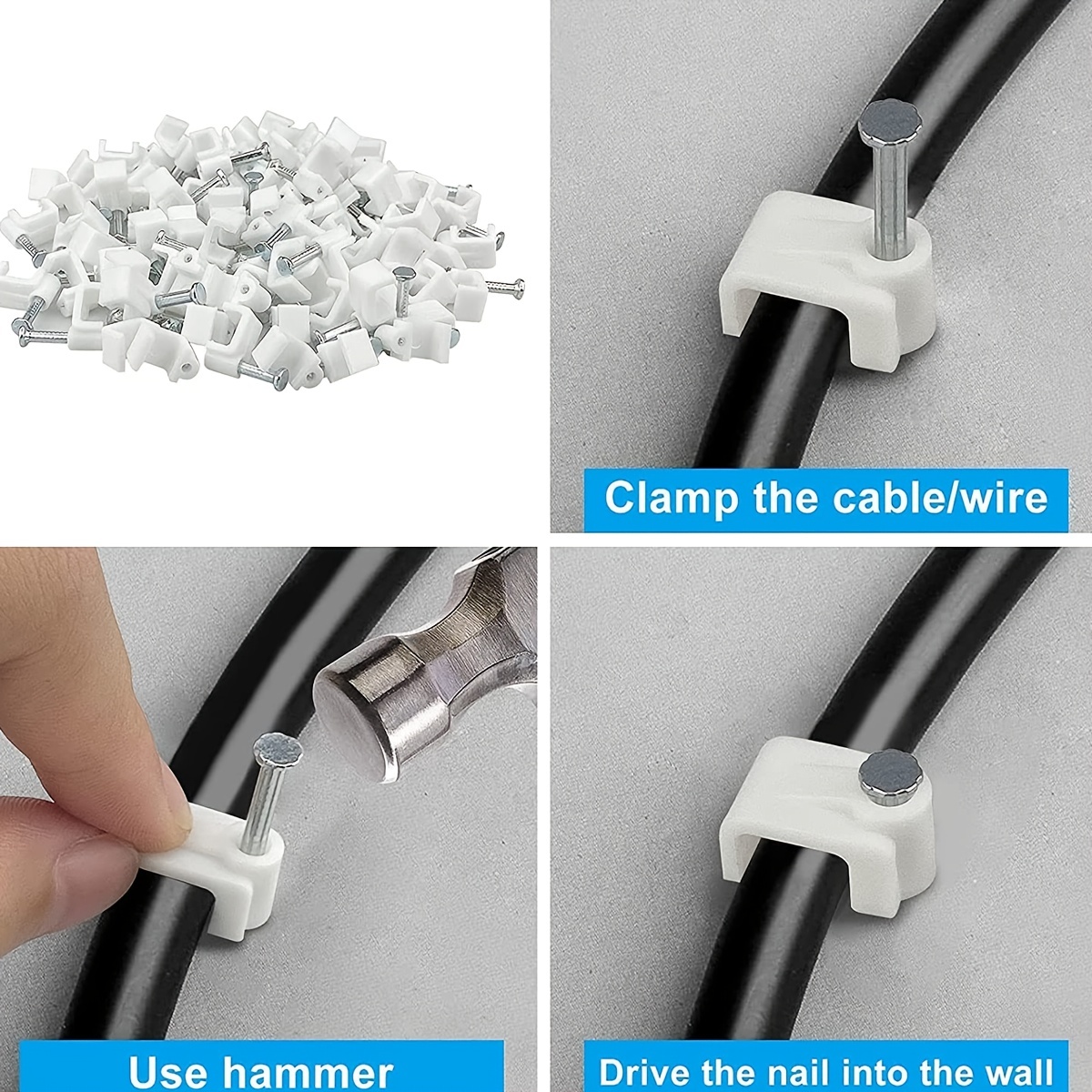 100pcs Clips Cable Negro Clips Cordón Clips Cable Ethernet - Temu