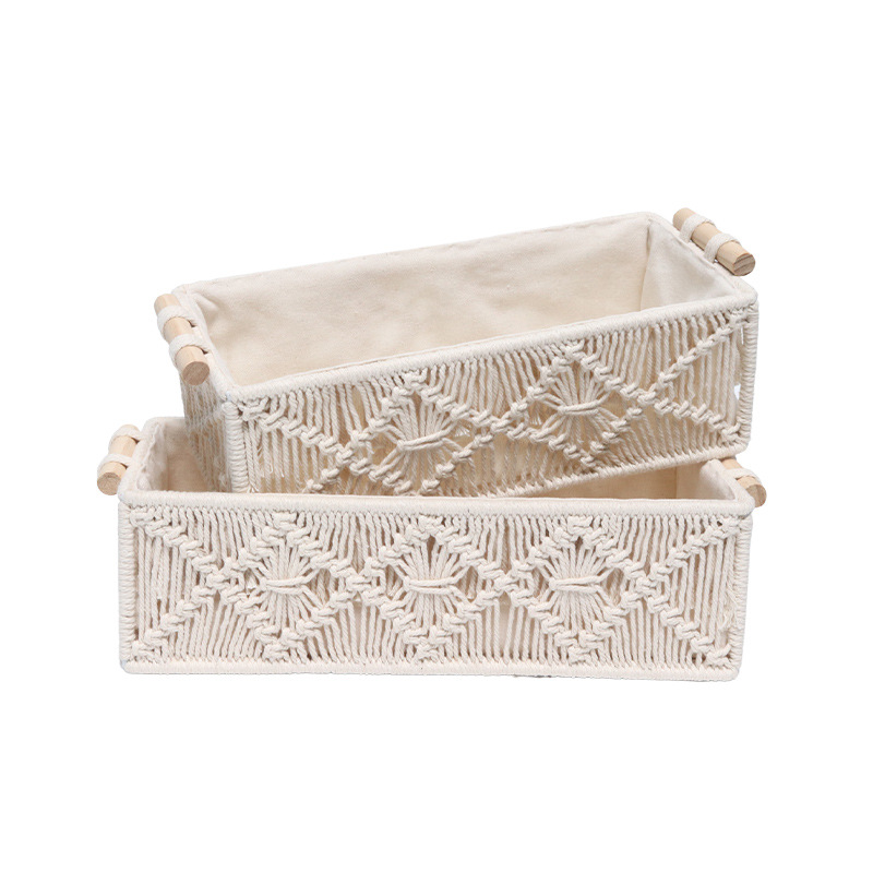 Macrame Storage Basket, Boho Decor Baskets For Organizing, Woven Decorative  Storage Box For Countertop, Toilet Paper Storage Container, Storage Basket  With Handle For Bathroom Decor - Temu