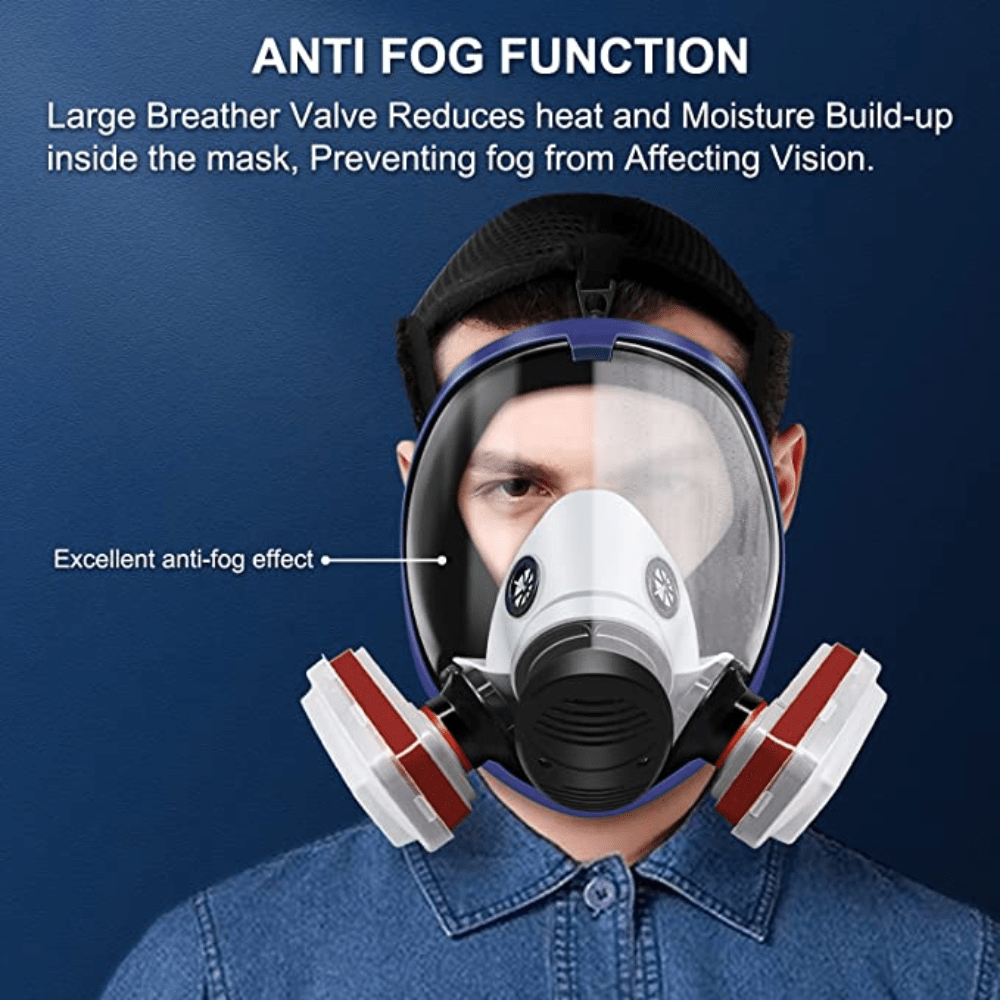 Full Face Respirator Mask Activated Carbon Respirator Masks For Vapor  Double Air Filter Cartridge 13-in-1