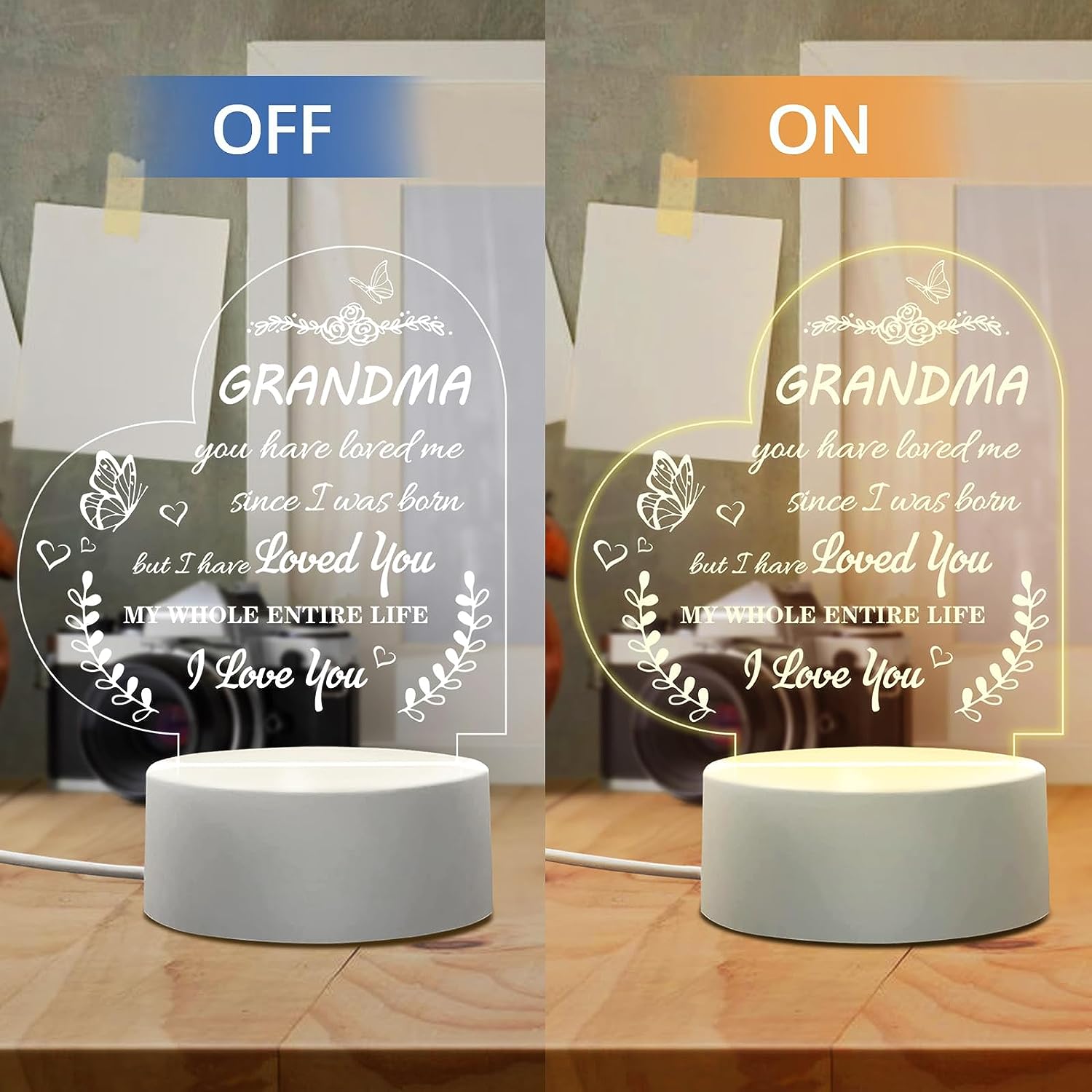 Grandma Gifts From Granddaughter Grandson, Grandma Christmas Birthday Gifts,  Best Gifts For Grandma Grandmother, Usb Powered Acrylic Night Light - Temu