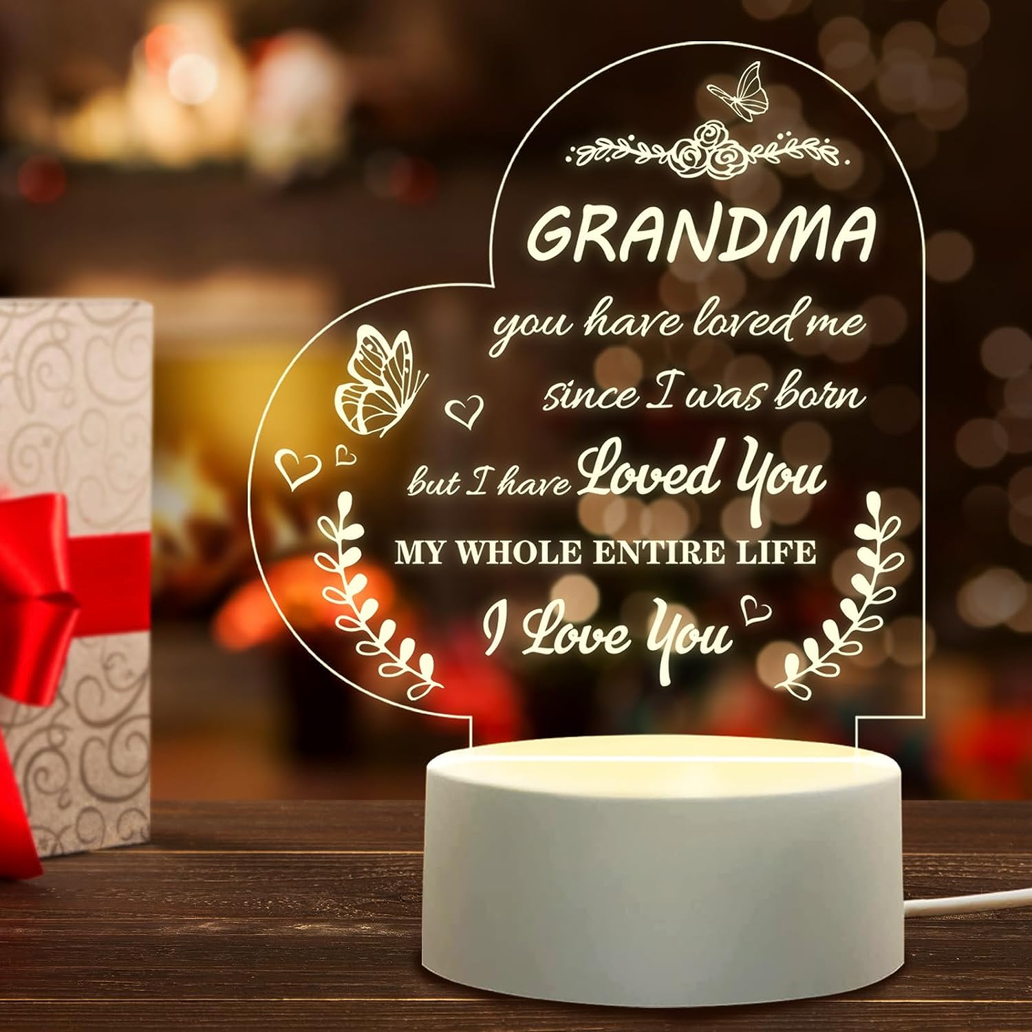 Grandma Gifts From Granddaughter Grandson, Grandma Christmas Birthday Gifts,  Best Gifts For Grandma Grandmother, Usb Powered Acrylic Night Light - Temu