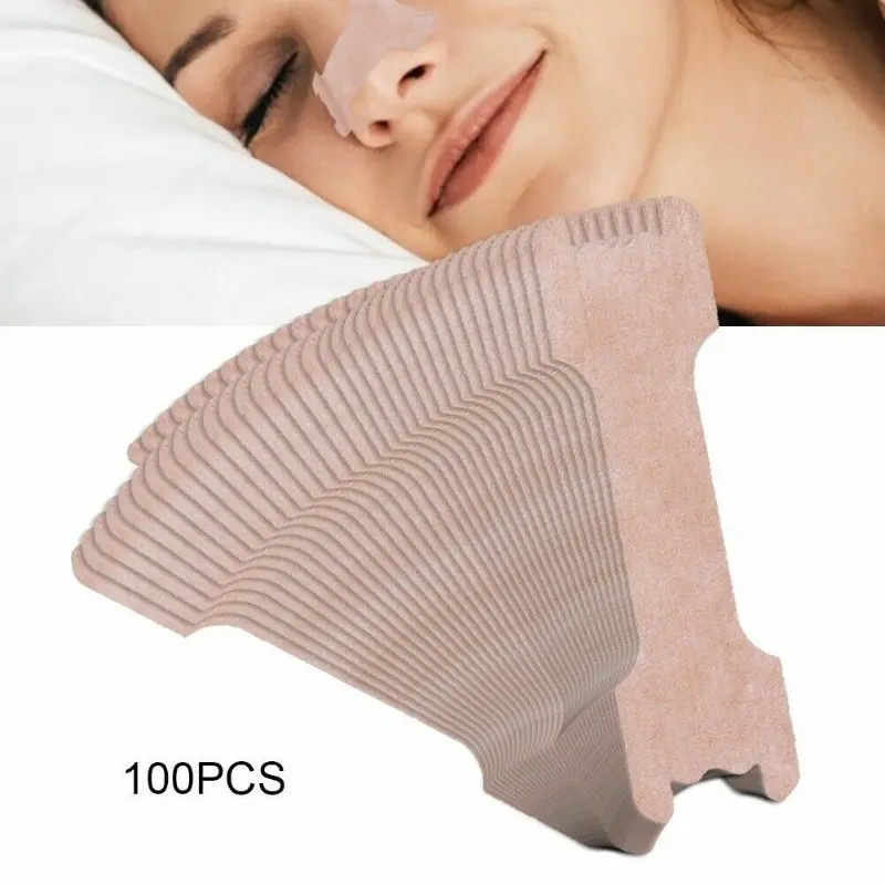 100 PCS Solución para ronquidos Materiales naturales Tiras nasales para respirar  mejor por la nariz