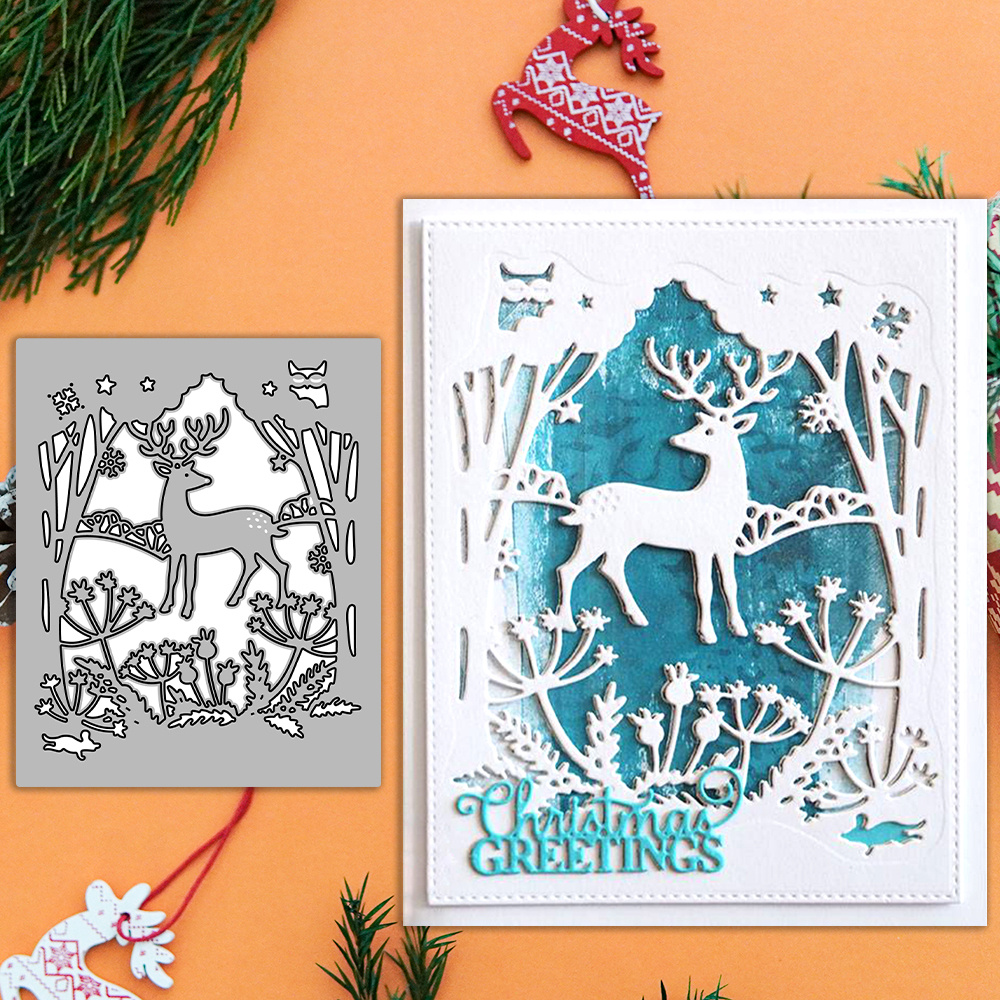 

Merry Christmas Metal Cutting Dies Sets Cardmaking: Cute Elk Cutting Dies For Diy Craft Art Handmade Gift Blessing Birthday Thanks Card Christmas Card Eid Al-adha Mubarak