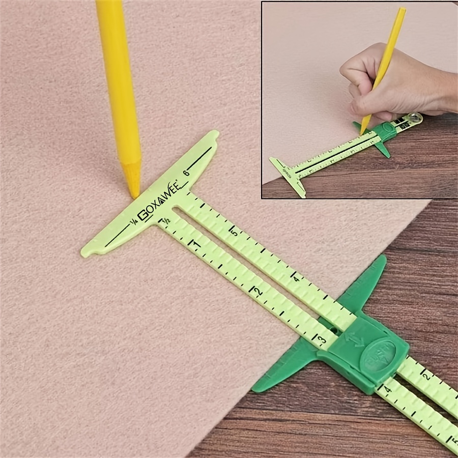 

5-in-1 Sliding Ruler, Multifunctional Quilting Ruler, Plastic Drawing Ruler, Sliding Triangle Ruler Tool, Sewing Gauge Sewing Measurement Tool