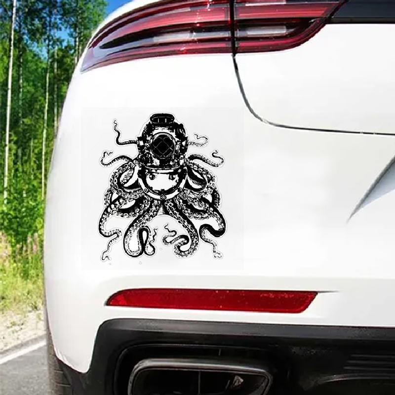 Angry Squid Octopus Tangled in Wheel Helm Pen Art Vinyl Decal Sticker (4  Tall), Exterior Accessories -  Canada