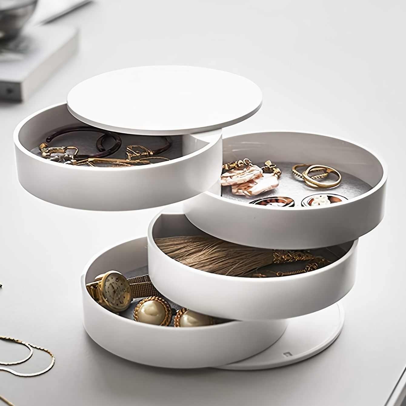 Rotating Desktop Storage Box Hair Accessories Jewelry Makeup Box