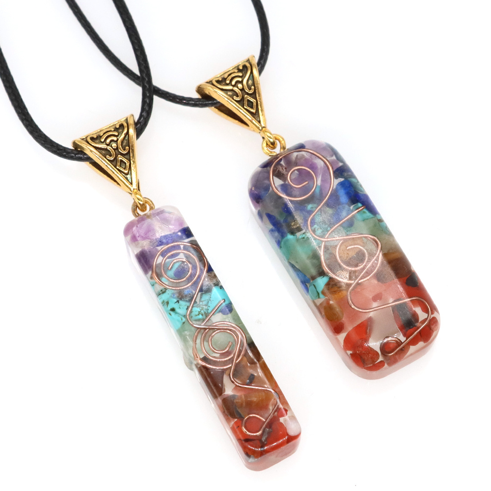 5pcs Yoga 7 Stone Tree of life Pendant Necklace Chakra Reiki Healing Amulet