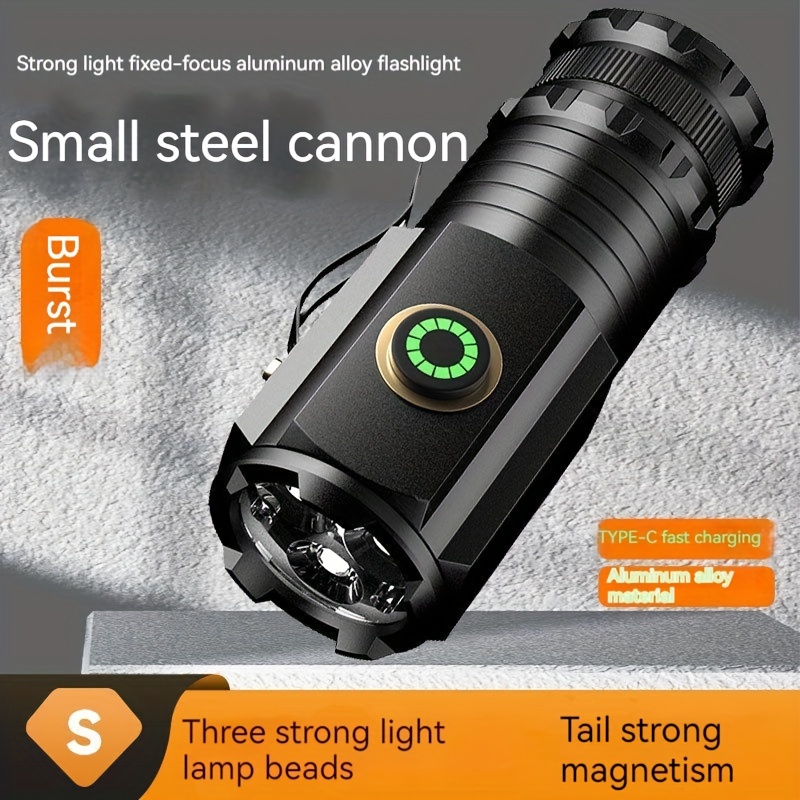 

1pc Rechargeable High Lumen Ultra Bright Flashlight, Equipped With 18350 High-capacity Battery, Remote Control And Magnet, Perfect For Outdoor And Home Use