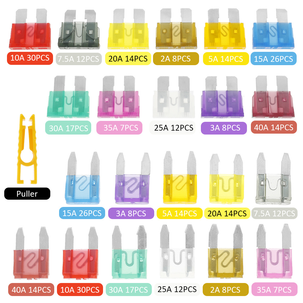 120-Piece Assorted Mini Blade Fuse Set For Car, Van, Bike - 5A To 30A (Boxed)