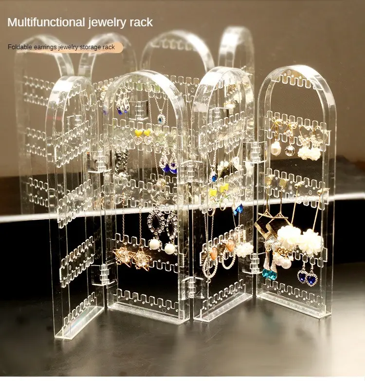 Foldable Plastic Jewelry Display Stand Rack Earring Holder Storage