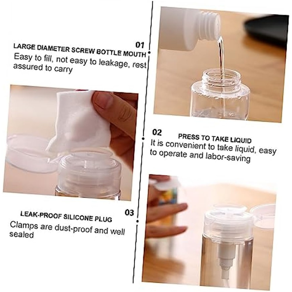 Liquids Push Down Alcohol Dispenser - Clear - Empty Glass Pump Bottle -  150mL - 150ml 02