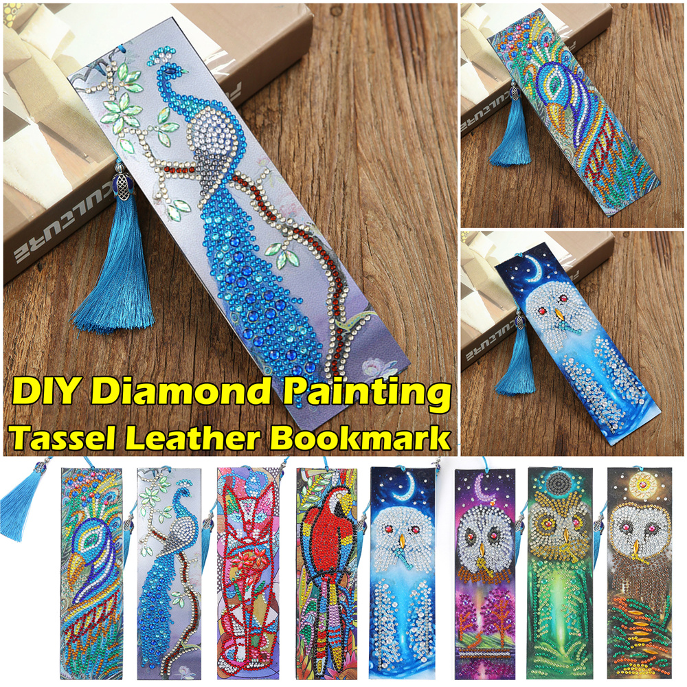 Leather Bookmarks DIY Kit Special Shaped Diamond Embroidery