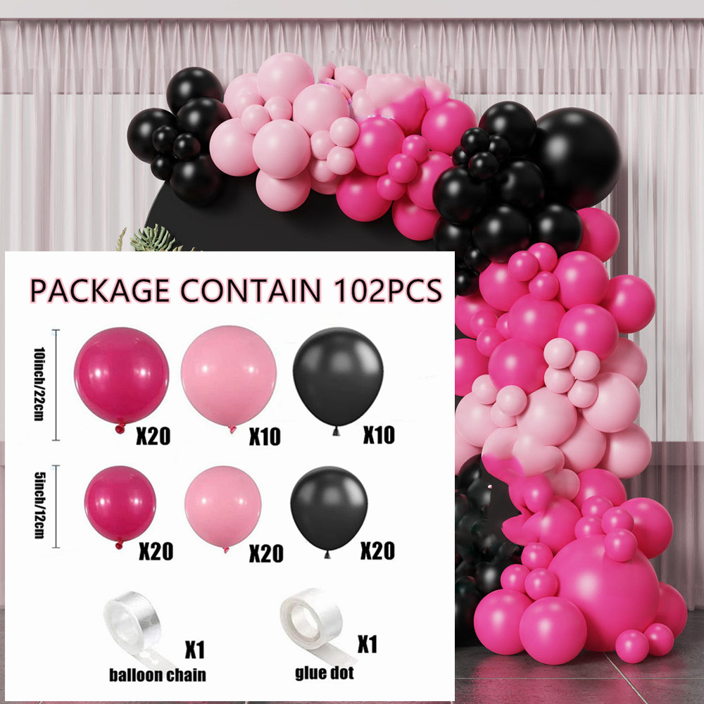 118 Pièces Kit Or Blanc Noir Guirlande De Ballon Ballons Latex