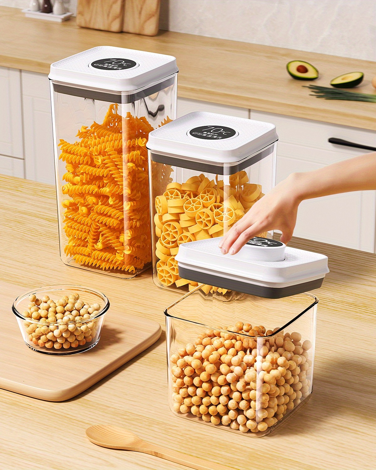 Storage Cans Set 3 Sizes For Grains, Snacks, Dried Fruits, Dog Food, Cat  Food, One-button Closure Storage Canister, M9195 - Temu