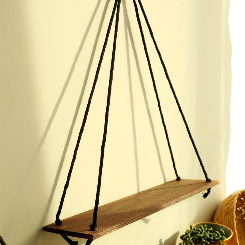 Boho Triangle Wooden Board Hanging Floating Shelf Wall - Temu