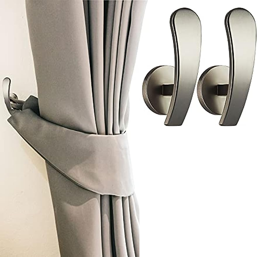Soporte para cortina, 2 alzapaños de pared para cortinas con tornillos,  gancho decorativo de metal, color blanco