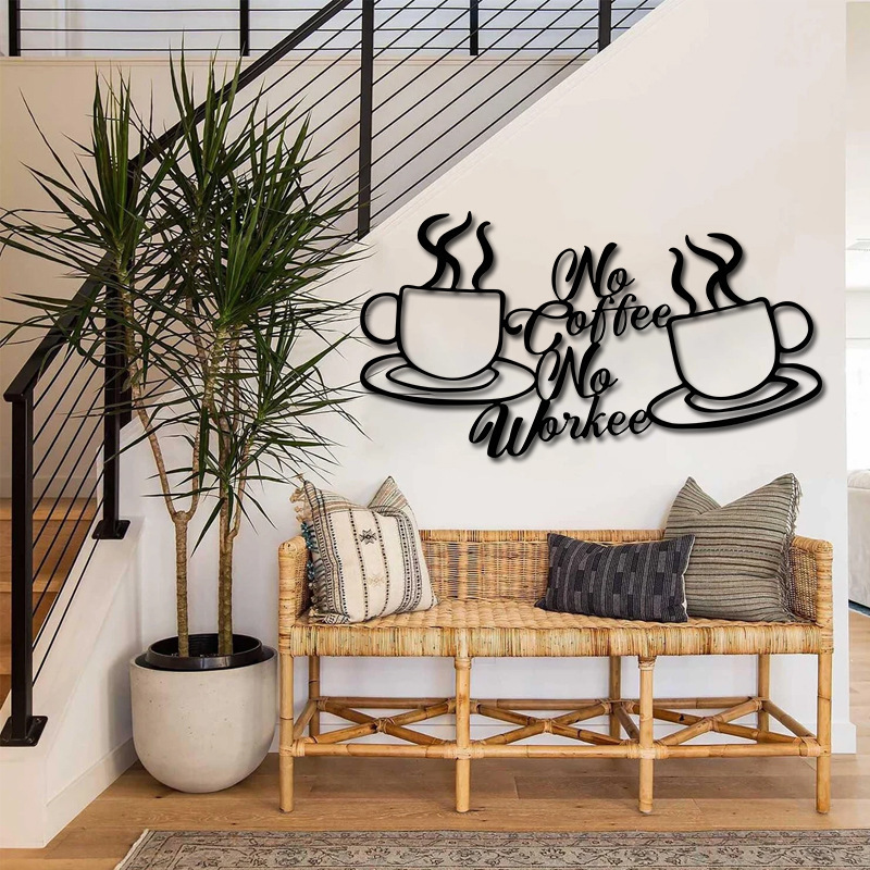 Coffee Bar Metal Wall Decoration Black Coffee Cup Silhouette - Temu