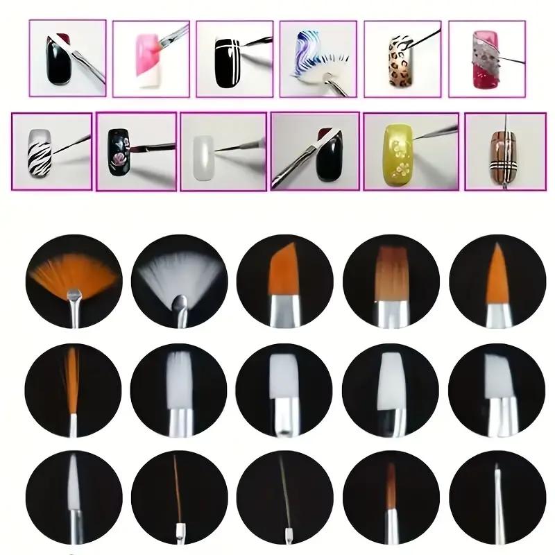 Nail Design Tools Nail Art Brush Set With Double ended Nail - Temu