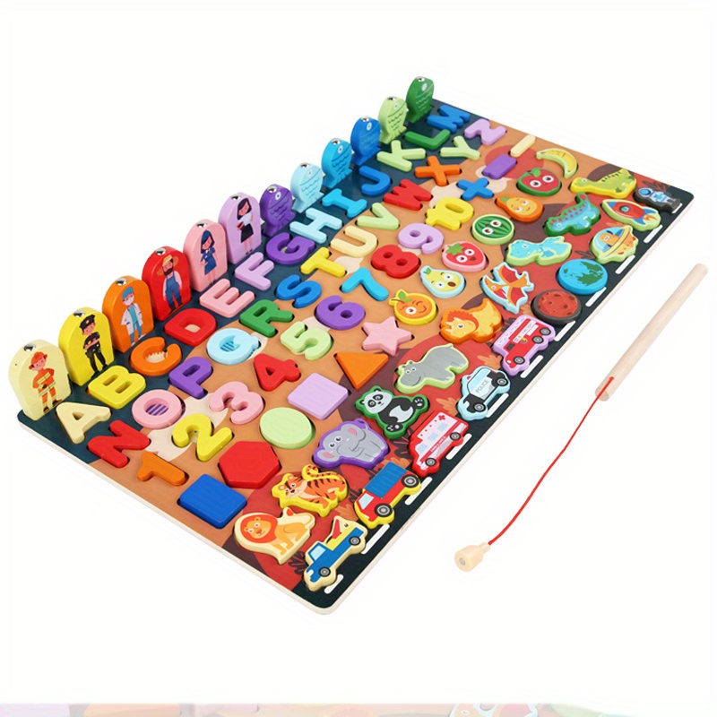 Kids' Montessori Educational Wooden Math Toys, Children Busy Board Count  Shape Colors Match Fishing Puzzle Learning Toys Gifts - Toys & Games - Temu