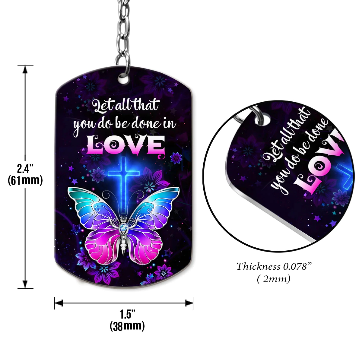 Butterfly Acrylic Keyring, 2mm