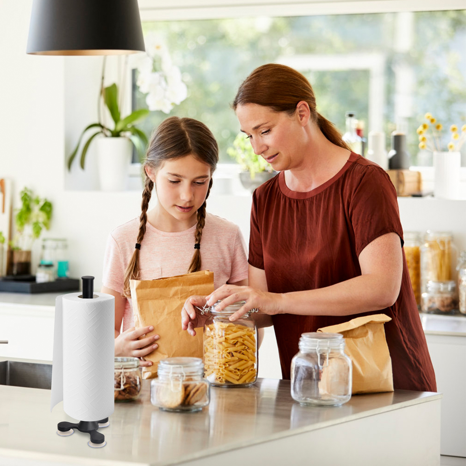 White Kitchen Roll Holder Paper Towel Holder For Kitchen - Temu