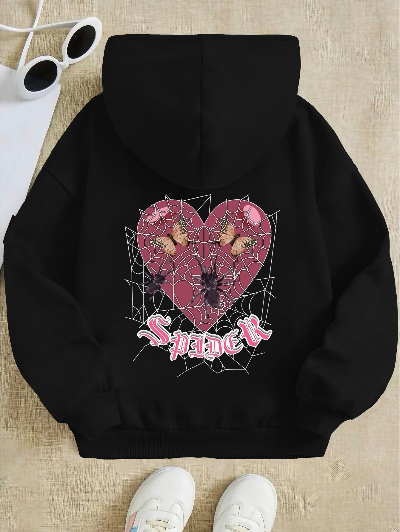 Girl's Spider Web Print Hoodie Kangaroo Pocket Kids Clothes - Temu