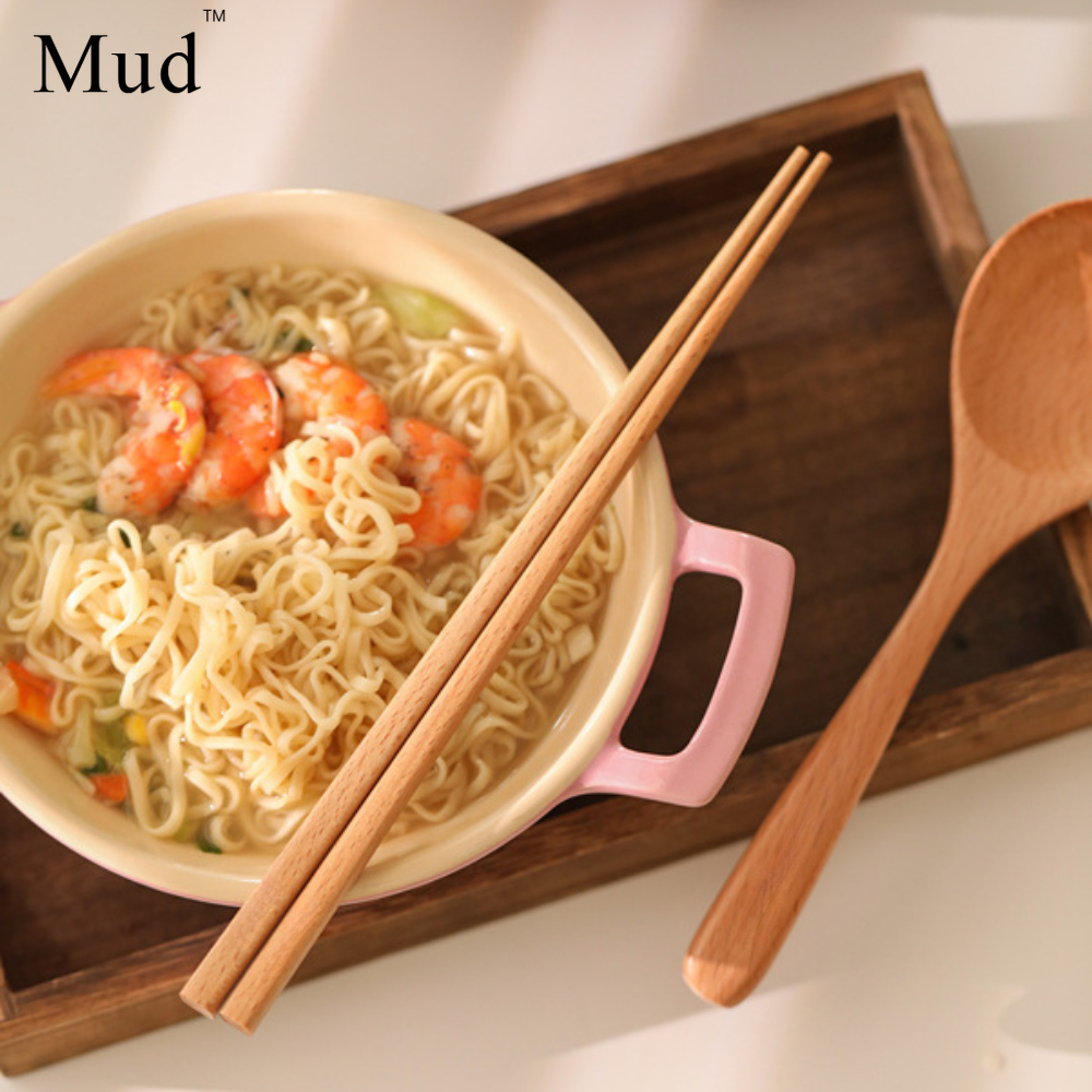 Japanese Porridge Spoon Soup Ladle Wooden Eating Rice Noodle Pasta
